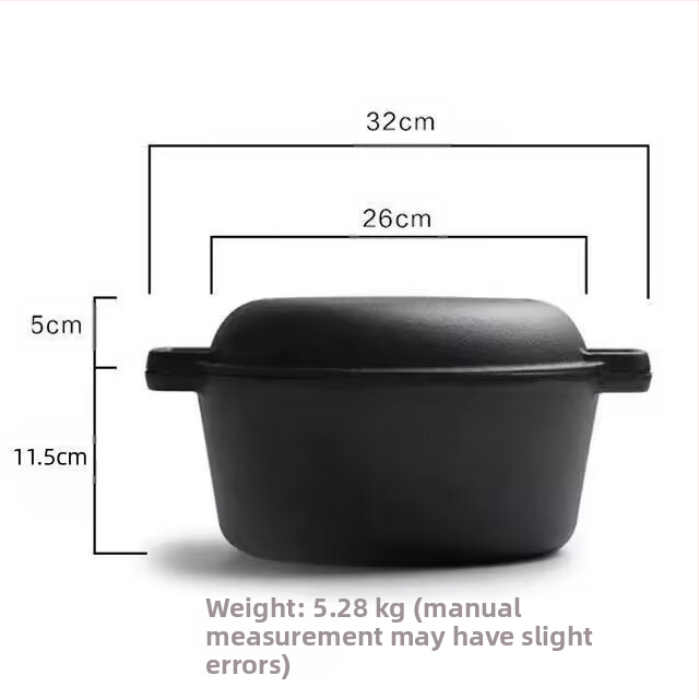 Ketaus dvigubos paskirties puodas 26 cm troškinimui be dangos dvigubos auselės sriubos puodas universalus keptuvė gamyklos didmeninė prekyba virtuvės puodu