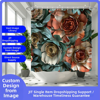 TEMU piiriülene Jolosy hädaolukorra ost lillemustriga 3D-prinditud lillefiltrikangast veekindel vannitoa dušikardina neljaosaline komplekt