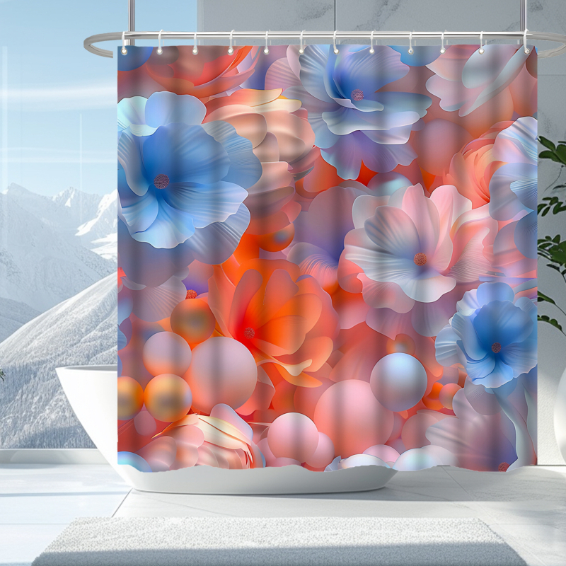 TEMU piiriülene Jolosy hädaolukorra ost lillemustriga 3D-prinditud lillefiltrikangast veekindel vannitoa dušikardina neljaosaline komplekt