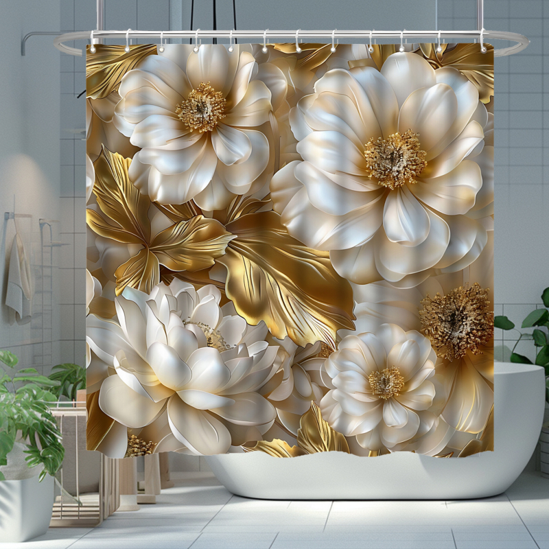 TEMU piiriülene Jolosy hädaolukorra ost lillemustriga 3D-prinditud lillefiltrikangast veekindel vannitoa dušikardina neljaosaline komplekt