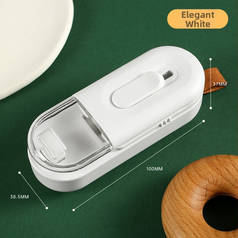 Mini sulgemismasin väike majapidamises kasutatav aku sulgeja toidu suupistekottide avamiseks ja sulgemiseks integreeritud plastist sulgemismasin väliskaubandusele