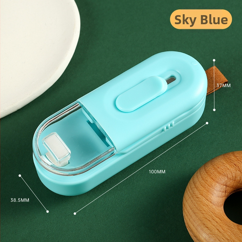 Mini sulgemismasin väike majapidamises kasutatav aku sulgeja toidu suupistekottide avamiseks ja sulgemiseks integreeritud plastist sulgemismasin väliskaubandusele