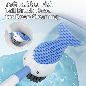 Βούρτσα τουαλέτας με βεντούζα ψεκασμού Whale υγρού με τρίχες σιλικόνης μακράς διαρκείας, ισχυρό σετ καθαρισμού για πλαστική βούρτσα μπάνιου