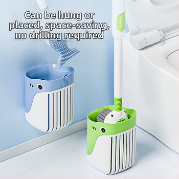 Βούρτσα τουαλέτας με βεντούζα ψεκασμού Whale υγρού με τρίχες σιλικόνης μακράς διαρκείας, ισχυρό σετ καθαρισμού για πλαστική βούρτσα μπάνιου
