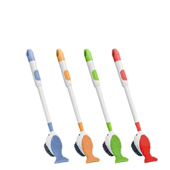 Βούρτσα τουαλέτας με βεντούζα ψεκασμού Whale υγρού με τρίχες σιλικόνης μακράς διαρκείας, ισχυρό σετ καθαρισμού για πλαστική βούρτσα μπάνιου