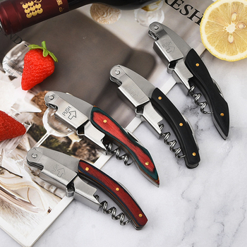 Gyártó multifunkcionális borosüvegnyitó háztartási fa fogantyúval ellátott sörösüvegnyitó rozsdamentes acél bornyitó nagykereskedelem