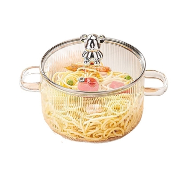 Γυάλινη κατσαρόλα σε σχήμα τουλίπας από υψηλό βοριοπυριτικό άλας, διαφανής ηλεκτρική κεραμική εστία, μπολ για νουντλς, επαγωγική εστία, ανθεκτική σε υψηλές θερμοκρασίες, με καπάκι και διπλές λαβές