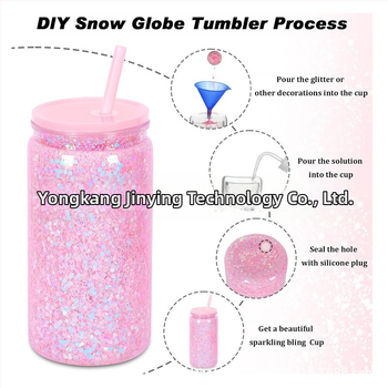 16oz värviline kahekihiline plastmassist lumepallitops auguga, silikoonkorgiga, värviline kaas, värviline õlgplastist müüritistops