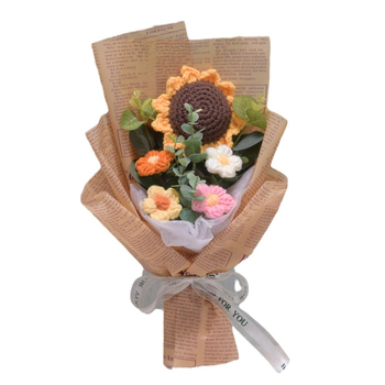 „Hangtu“ megztas saulėgrąžų vilnos austas gatavas gaminys, nemirtinga muilo gėlė, merginos sužadėtuvių gimtadienio dovana