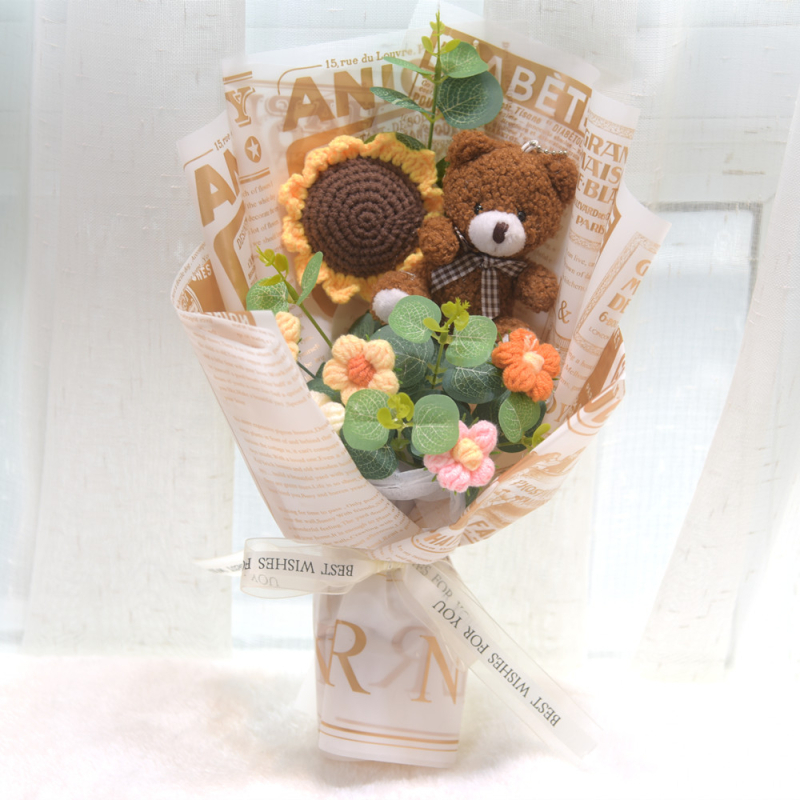 „Hangtu“ megztas saulėgrąžų vilnos austas gatavas gaminys, nemirtinga muilo gėlė, merginos sužadėtuvių gimtadienio dovana