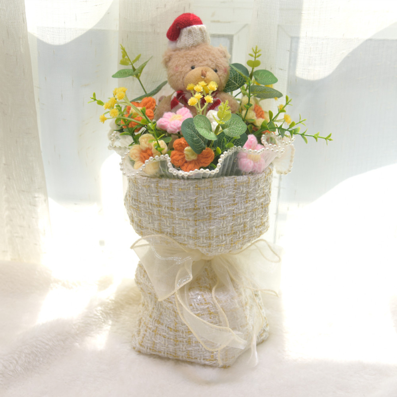 „Hangtu“ megztas saulėgrąžų vilnos austas gatavas gaminys, nemirtinga muilo gėlė, merginos sužadėtuvių gimtadienio dovana