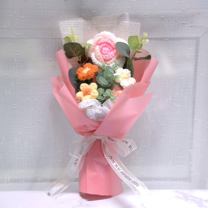 „Hangtu“ megztas saulėgrąžų vilnos austas gatavas gaminys, nemirtinga muilo gėlė, merginos sužadėtuvių gimtadienio dovana