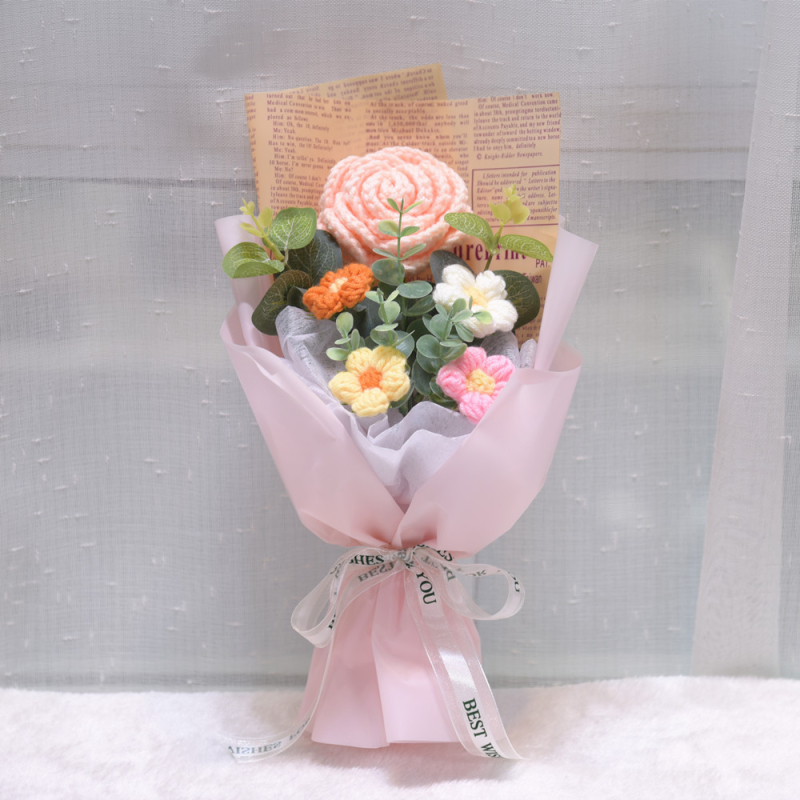 „Hangtu“ megztas saulėgrąžų vilnos austas gatavas gaminys, nemirtinga muilo gėlė, merginos sužadėtuvių gimtadienio dovana