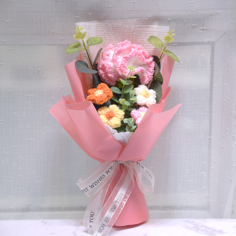 „Hangtu“ megztas saulėgrąžų vilnos austas gatavas gaminys, nemirtinga muilo gėlė, merginos sužadėtuvių gimtadienio dovana