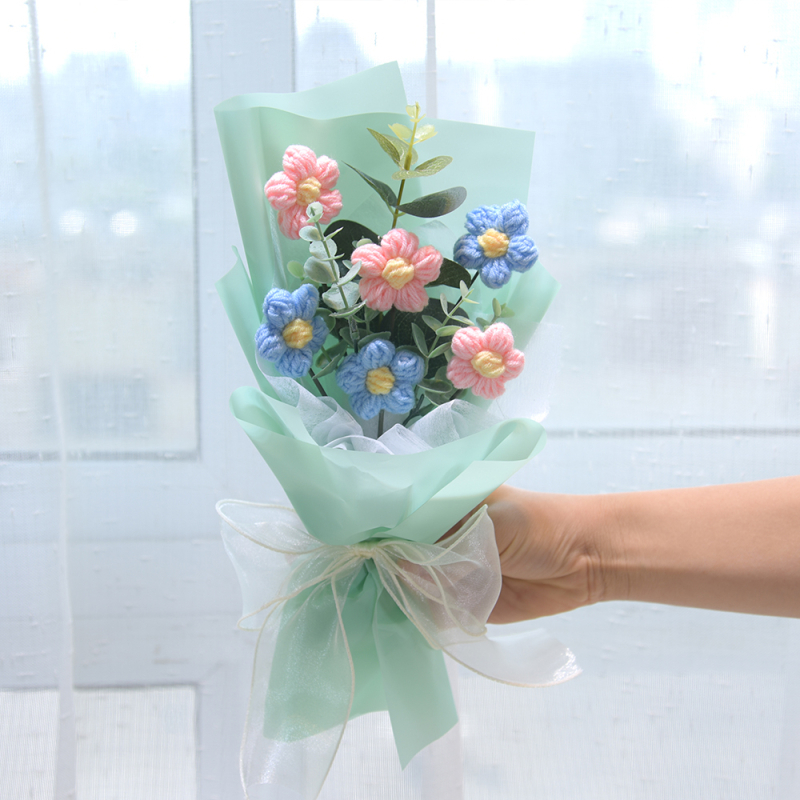 „Hangtu“ megztas saulėgrąžų vilnos austas gatavas gaminys, nemirtinga muilo gėlė, merginos sužadėtuvių gimtadienio dovana