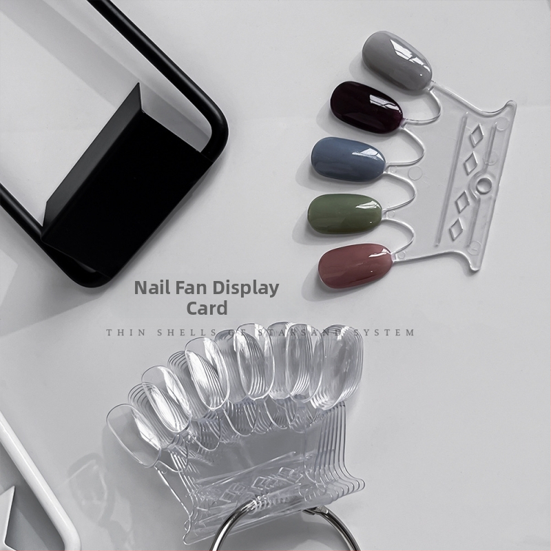 Картичка за дисплей с вентилатор за нокти 50 квадратни кръгли лъжици овални цветни дисплеи черно-бяла желязна стойка за дисплей на едро