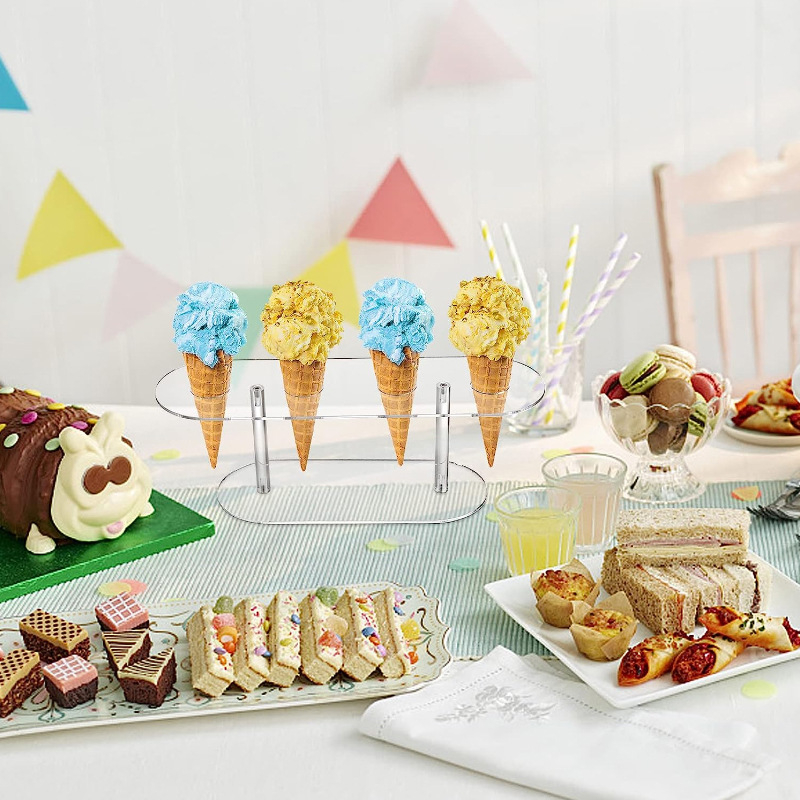 Akrüülist kuvarialus koonuse munarull krõbe koonuse alus tehase otsemüügi jäätis läbipaistev jäätise hoiuriiul