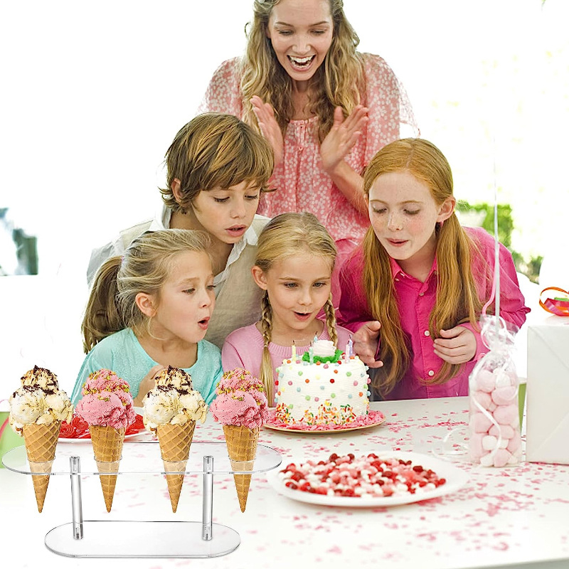 Akrüülist kuvarialus koonuse munarull krõbe koonuse alus tehase otsemüügi jäätis läbipaistev jäätise hoiuriiul