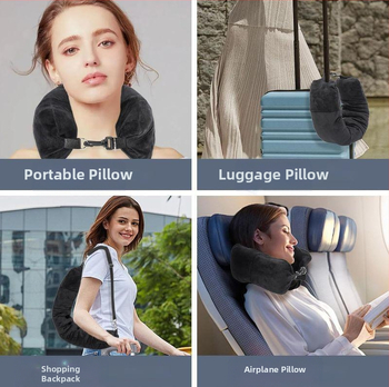 Naujas kelioninis galvos atlošas, minkštas, pliušinis, paminkštintas drabužių bagažo pagalvės užvalkalas, skirtas lauko daugiafunkciniam U formos nešiojamam galvos atlošui