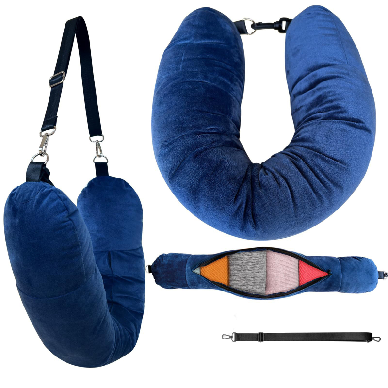 Naujas kelioninis galvos atlošas, minkštas, pliušinis, paminkštintas drabužių bagažo pagalvės užvalkalas, skirtas lauko daugiafunkciniam U formos nešiojamam galvos atlošui