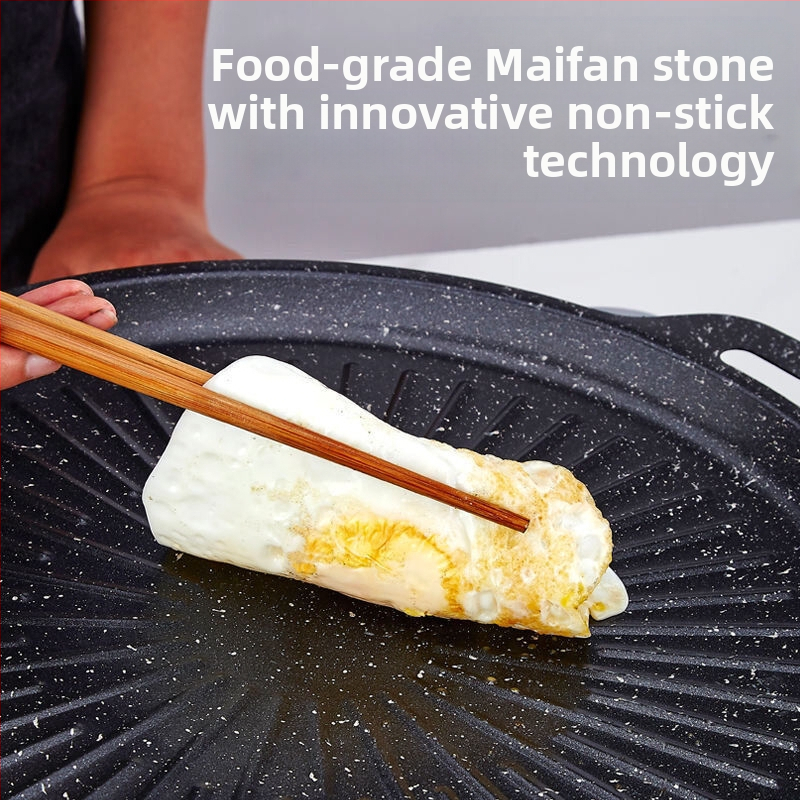 Temu Xiyin Amazon Cross-Border Голям тиган за скара Шарен тиган за говеждо месо Тиган за пържоли Барбекю Чугунен тиган за скара