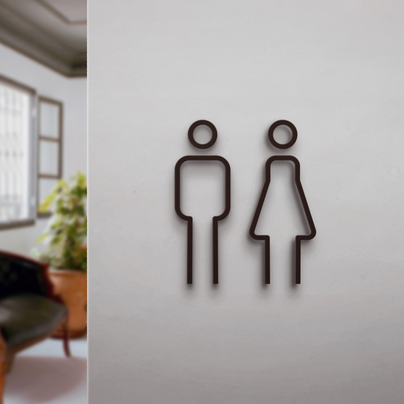 Parduotuvės viešbutis B ir B 3D trimatis vyrų tualeto, moterų tualeto sienos lipdukas, tualeto durų ir tualeto ženklas