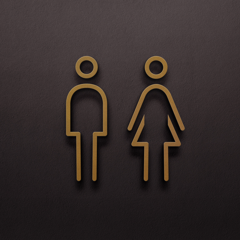 Parduotuvės viešbutis B ir B 3D trimatis vyrų tualeto, moterų tualeto sienos lipdukas, tualeto durų ir tualeto ženklas