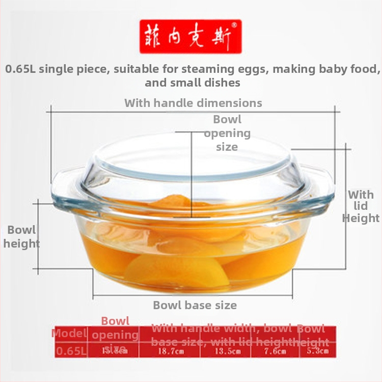 Kodumajapidamises kasutatav läbipaistev pliivaba paksendatud kristallist karastatud klaasist kauss kaanega supikauss nuudlikauss klaasist pott mikrolaineahi saadaval
