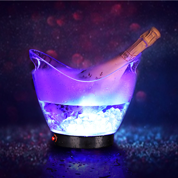 Gamyklinio tiekimo baro ledo kibirėlis su LED šviečiančiu akriliniu ledo kibirėliu, šampano kibirėliu, plastikiniu ledo kibirėliu, įkraunama baterija, dvigubo naudojimo