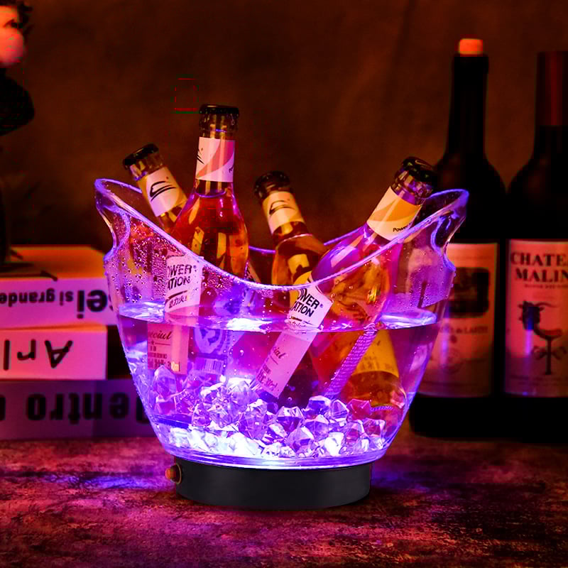 Фабрично снабдяване Бар кофа за лед LED акрилна светеща кофа за лед кофа за шампанско пластмасова кофа за лед акумулаторна батерия двойна употреба