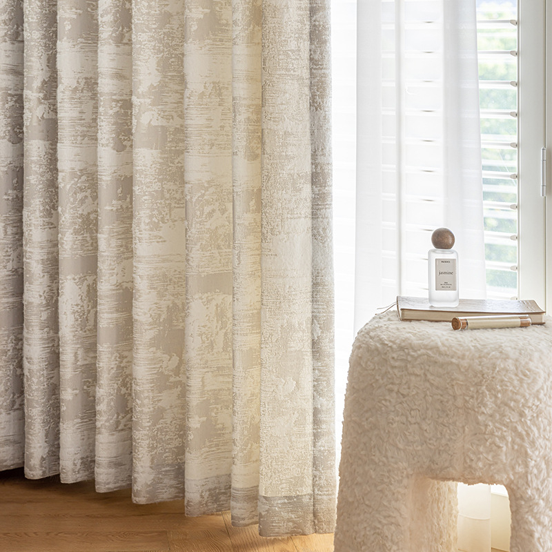 Kašmiirist kvaliteetne šenill-žakaarkardin, uus paksendatud magamistoa pimendav prantsuse kreemjas riie