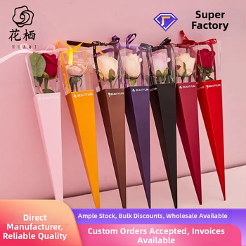 PVC kokkupandav lillede kinkekarp ühe kimbu pakkekarp ekspordi igavene lillekarp isetegemise rooside ühe lillekarbi hulgimüük