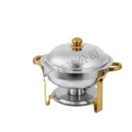 Nerūdijančio plieno sulankstoma valgomojo viryklė, apvali, auksinė, CHAFING DISH, viso dydžio bufeto šildytuvas su sulankstomu rėmu