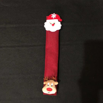 Kalėdinių dekoracijų lininės 4 dalių šaldytuvo pirštinės su animaciniu Kalėdų Senelio paveikslu, mikrobangų krosnelės rankenėlių rinkinys