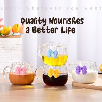 Κύπελλο με πέταλα από βοριοπυριτικό φιόγκο με λαβή, οικιακό κύπελλο κολοκύθας γάλακτος, ριγέ, κήπου, μονής στρώσης, ποτήρι