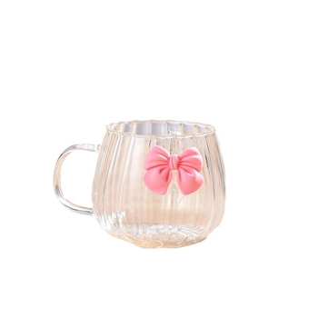 Κύπελλο με πέταλα από βοριοπυριτικό φιόγκο με λαβή, οικιακό κύπελλο κολοκύθας γάλακτος, ριγέ, κήπου, μονής στρώσης, ποτήρι