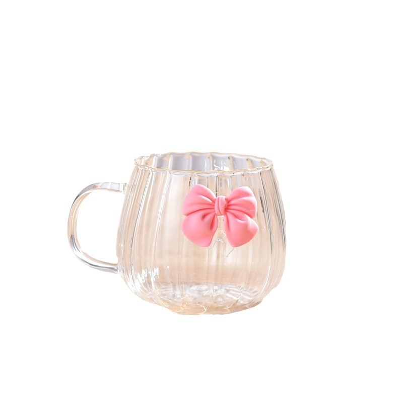 Kõrge borosilikaadist kaabuga kroonlehetops käepidemega majapidamispiima kõrvitsatops värviline triibuline aia lõbus klaasist ühekihiline tass