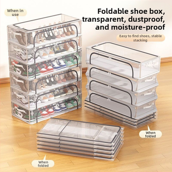 Nauja dvigubų durų batų laikymo dėžė su permatoma tinklelio batų dėže sulankstoma batų lentyna bendrabučio lovos apačioje batų laikymo spintelė