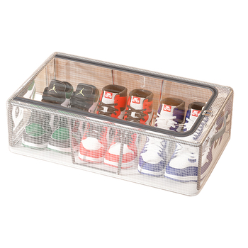 Nauja dvigubų durų batų laikymo dėžė su permatoma tinklelio batų dėže sulankstoma batų lentyna bendrabučio lovos apačioje batų laikymo spintelė