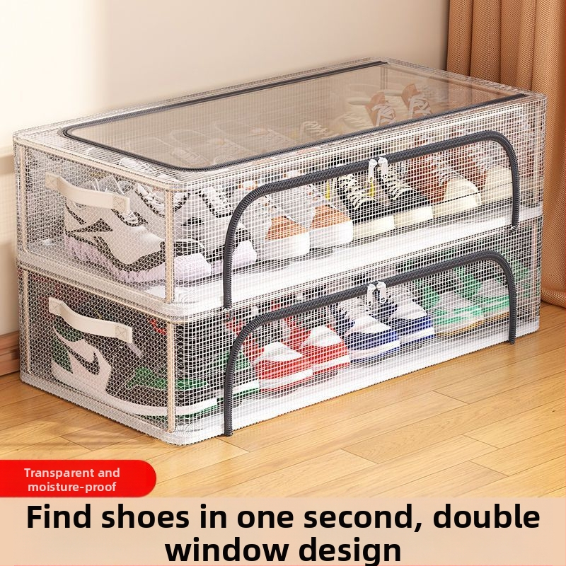 Uus kaheukseline kinga hoiukast Läbipaistev võrgust kingakast Kokkupandav kingariiul Ühiselamu voodipõhjaga hoiukapp