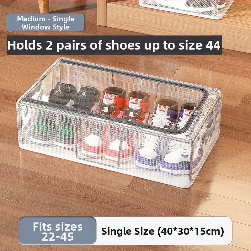 Nauja dvigubų durų batų laikymo dėžė su permatoma tinklelio batų dėže sulankstoma batų lentyna bendrabučio lovos apačioje batų laikymo spintelė