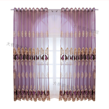 Νέο βελούδινο κέντημα ZQ σαλόνι μπαλκόνι γραφείο εστιατόριο ευρωπαϊκό μωβ φινίρισμα βίλα κουρτίνα παραθύρου από το δάπεδο μέχρι την οροφή