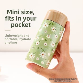 Μίνι θερμός εκτύπωσης ξύλου δημιουργικό φορητό ανοξείδωτο ατσάλι μικρής χωρητικότητας φοιτητής χαριτωμένο ποτήρι νερού τσέπης δώρο κύπελλο