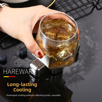 Гореща разпродажба 304 неръждаема стомана ледено вино камък непорест леден комплект уиски бързо замразен метален кубче лед директна доставка от фабриката