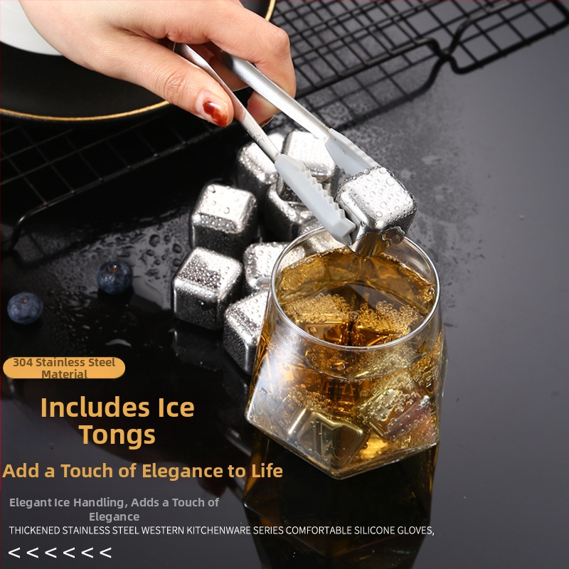 Гореща разпродажба 304 неръждаема стомана ледено вино камък непорест леден комплект уиски бързо замразен метален кубче лед директна доставка от фабриката