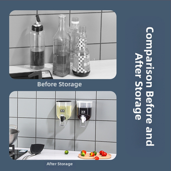 2022 Пластмасов стенен диспенсър за масло без пробиване, кухненски съд за съхранение с капак, кран тип преса, тенджера за наливане на масло, модерен минималистичен стил