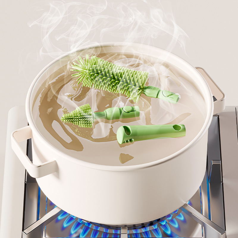 Nešiojamas kūdikių buteliukų šepetėlis puodelių šepetėlis silikoninis valymo šepetėlis naujagimio valymo šepetėlio laikymo dėžutė kelioninis kostiumas