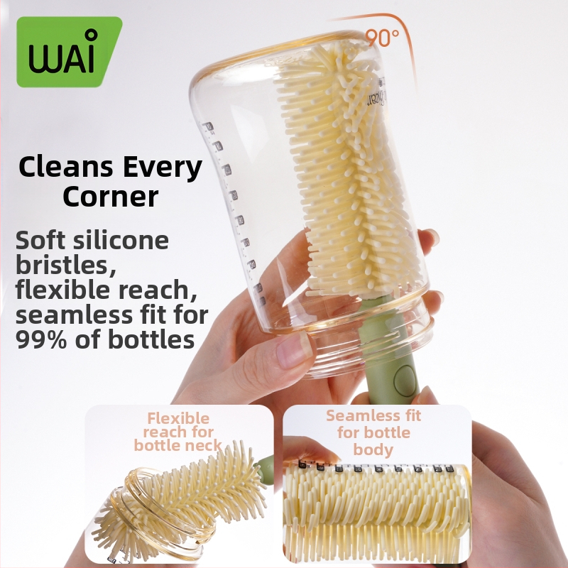 Nešiojamas kūdikių buteliukų šepetėlis puodelių šepetėlis silikoninis valymo šepetėlis naujagimio valymo šepetėlio laikymo dėžutė kelioninis kostiumas