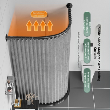 Tualettruumi vannitoa vaheseina kardinaülikond dušš paksendatud perforeeritud dušikardin veekindel riie magnetiline kaar veetõke