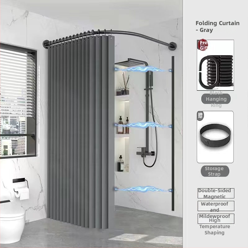 Tualettruumi vannitoa vaheseina kardinaülikond dušš paksendatud perforeeritud dušikardin veekindel riie magnetiline kaar veetõke